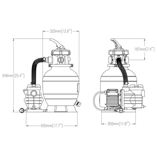 Filtre à sable 93396 Noir - Acier - ABS - 30 x 65 x 45 cm