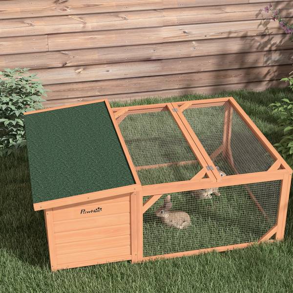 Kaninchenstall BB7115 Orange - Massivholz - 55 x 23 x 108 cm
