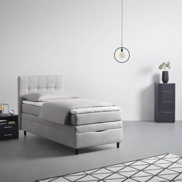 Boxspringbett MIAMI Grau - Holzwerkstoff - Textil - 100 x 1 x 90 cm