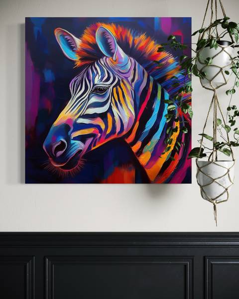 Tableau déco zèbre animal pop art 30 x 30 cm