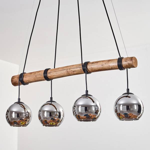 Pendelleuchte Cesaro Grau - Silber - Holzwerkstoff - Metall - 10 x 150 x 80 cm