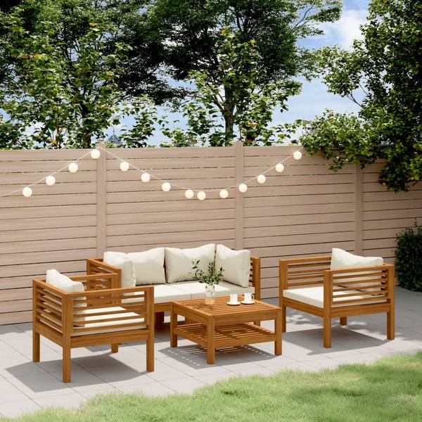 Garten-Lounge-Set 3086934 5-teilig Weiß - Massivholz - 65 x 35 x 65 cm