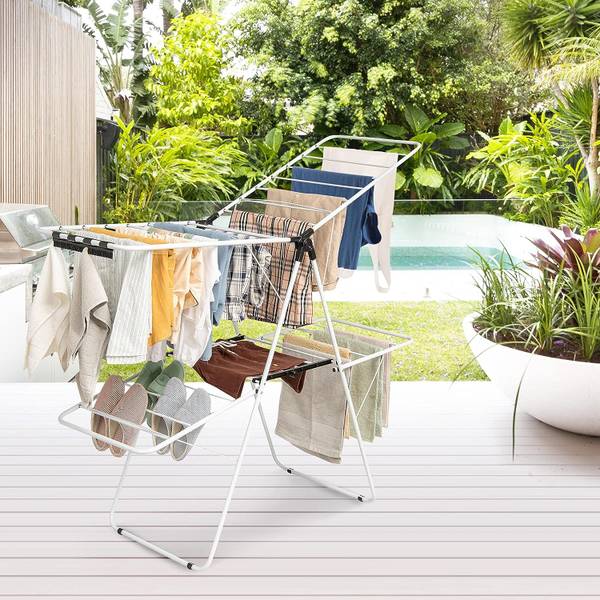 Wäscheständer Faltbar 2-stufig Weiß - Metall - 56 x 138 x 154 cm