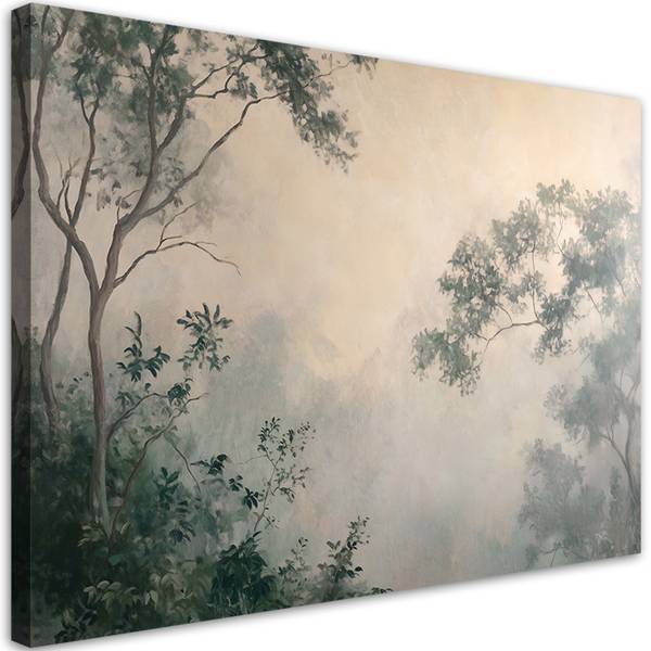 Wandbild nebel im wald 120 x 80 cm