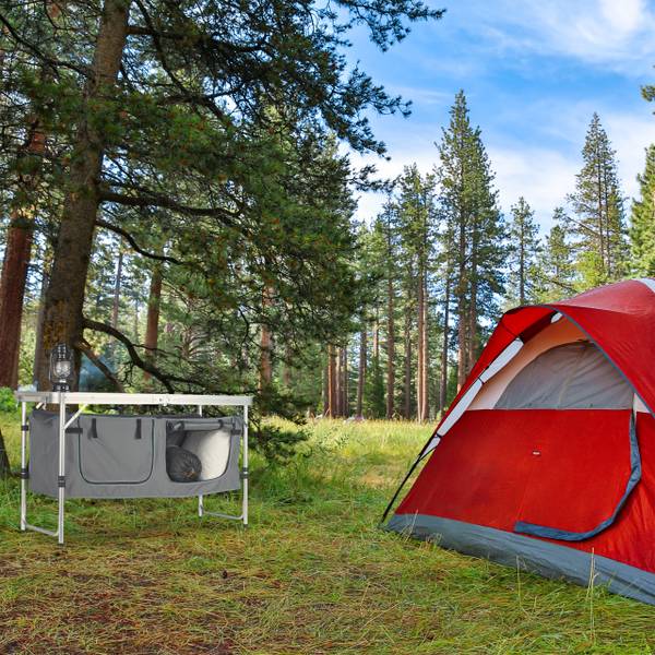 Campingtisch klappbar Grau - Silber - Polyester - Aluminium - 120 x 70 x 47 cm