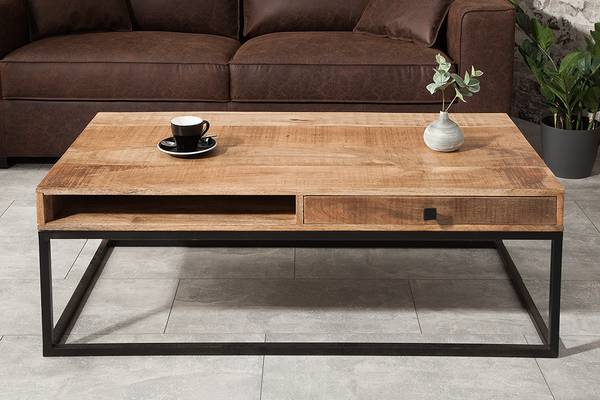 Couchtisch IRON CRAFT Braun - Mango - 100 x 40 x 60 cm