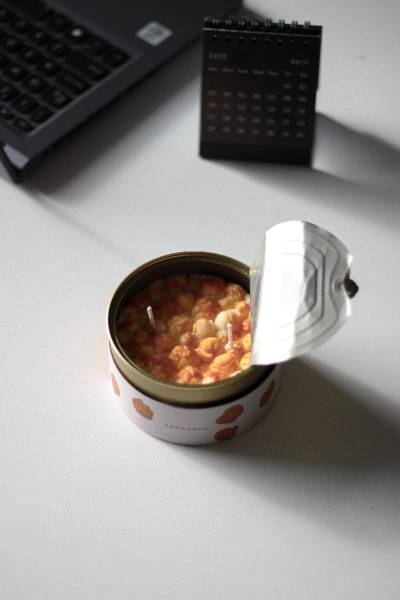 Duftkerze Caramel Popcorn Beige - Wachs - 10 x 6 x 10 cm