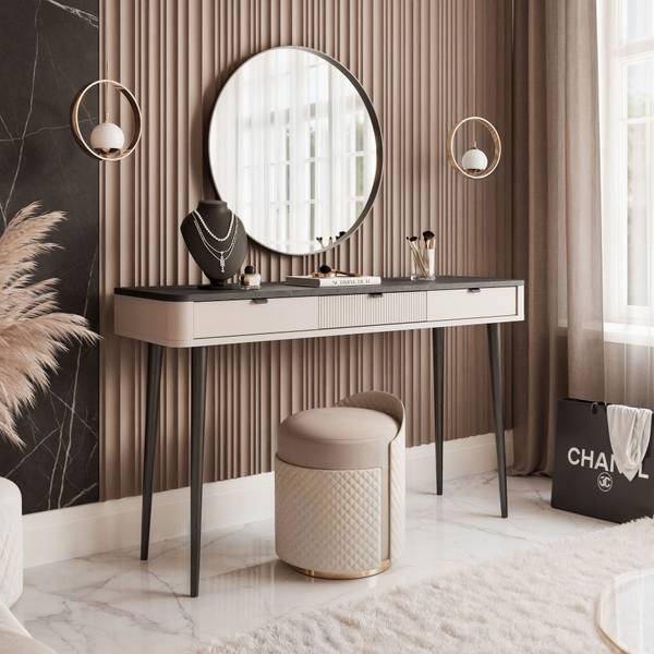 Schminktisch Konsole NAVANI Beige - Steingrau