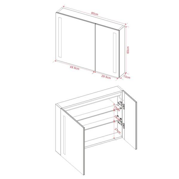 LED Spiegelschrank 80 x 60 cm
