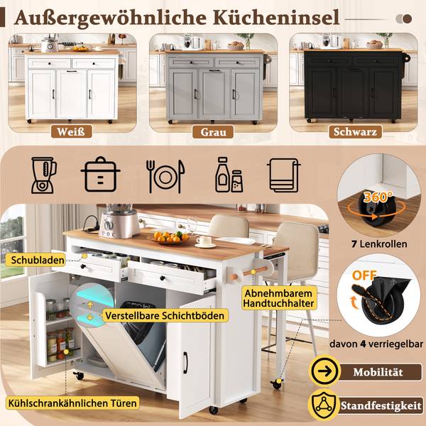 Kücheninsel Hestia Ⅰ Holz - Weiß
