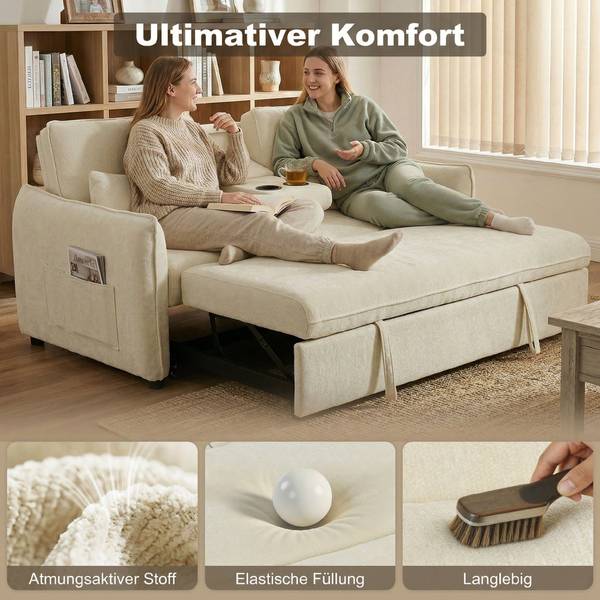 Schlafsofa 83B-790V00BG Beige - Chenille - 90 x 84 x 166 cm