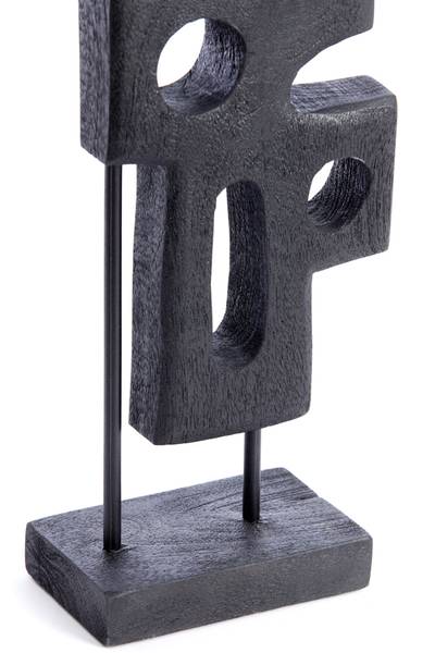 Ornament SALIO Schwarz - Holz teilmassiv - 10 x 45 x 19 cm