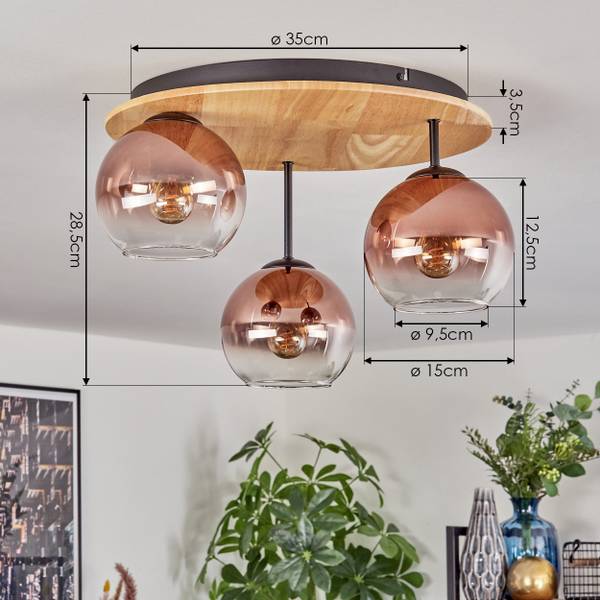 Deckenleuchte Cesaro Aluminium - Klarglas - 42 x 29 x 43 cm