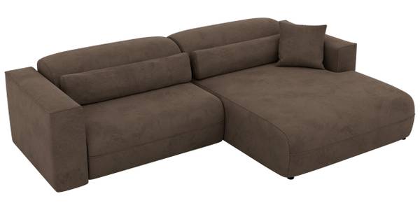 Ecksofa PAZURRO L Braun - Ecke davorstehend rechts - Schlaffunktion davorstehend rechts