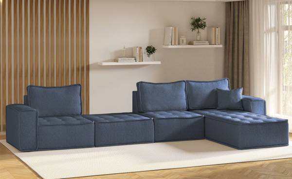 Polsterhocker SANDE Blau