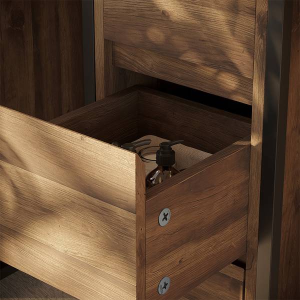 Midischrank Naola 56464 Schwarz - Braun - Holzwerkstoff - 30 x 80 x 30 cm