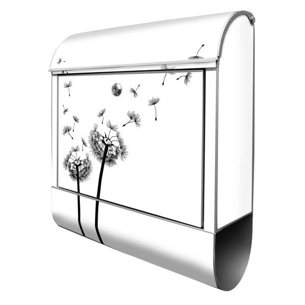 Briefkasten Stahl Pusteblume 2 Grau - Stahl - 38 x 46 x 13 cm