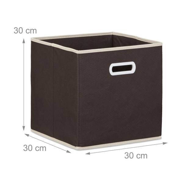 Boîte de rangement pliable lot de 4 Marron - Blanc - Papier - Matière plastique - Textile - 30 x 30 x 30 cm