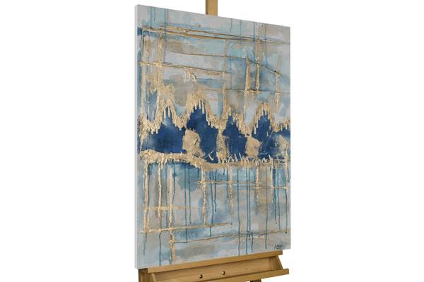 Tableau peint à la main Lignes Elaris Doré - Coton - 60 x 90 x 4 cm