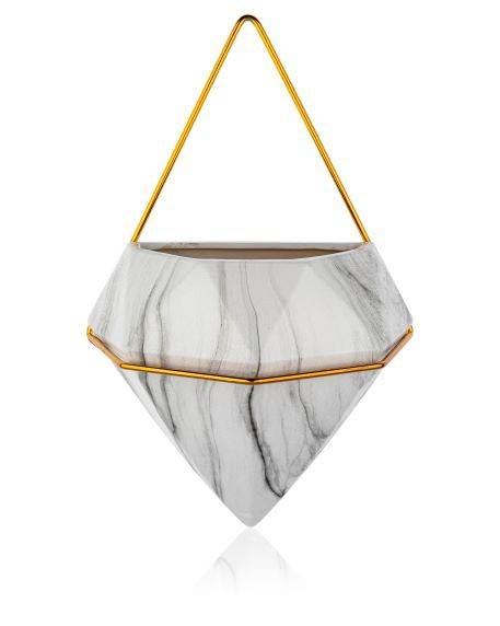 Wand Blumentopf-Set Semela Gold - Weiß