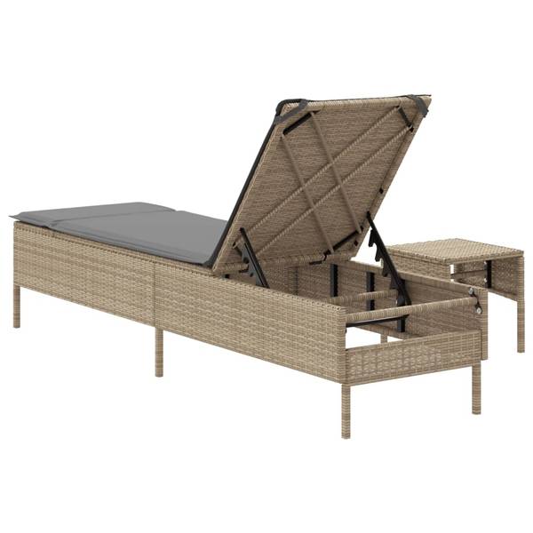 Sonnenliege 3033954-1 4002731 Beige - Grau - Polyrattan - 55 x 97 x 198 cm