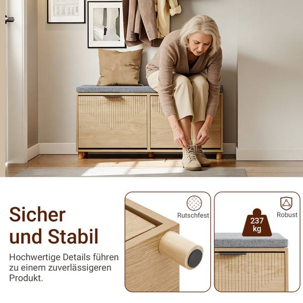 Schuhbank FSR211-N Braun - Holzwerkstoff - Textil - 24 x 50 x 100 cm