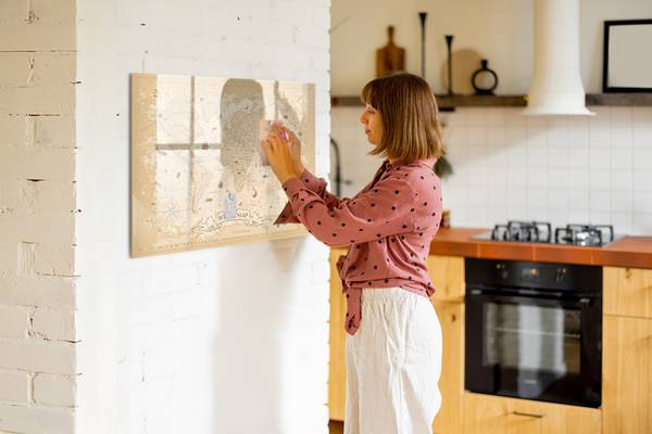 Memoboard Vintage Weltkarte 100 x 70 cm