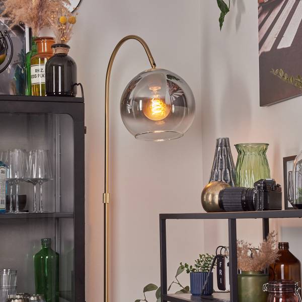 Stehlampe Cesaro Grau - Aluminium - Klarglas - 25 x 140 x 52 cm