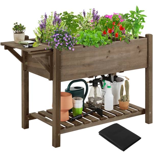 Hochbeet ARF06 Braun - Massivholz - 124 x 80 x 54 cm