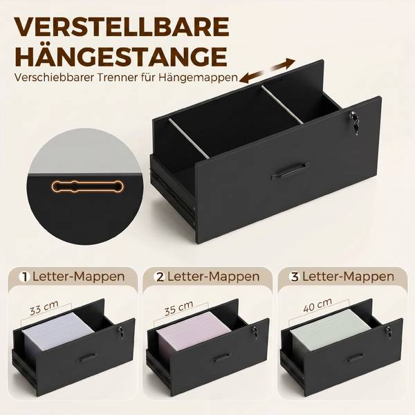 Aktenschrank 924-145V90BK Schwarz - Aluminium - 70 x 157 x 40 cm