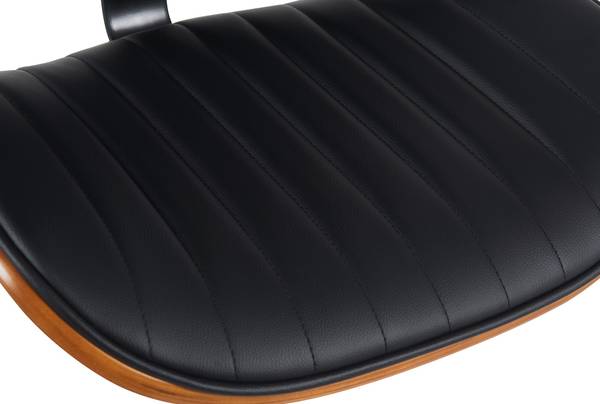 Barkrukken Clawson set van 2 zwart - walnoothouten look - zwart - set van 2 - kunstleer