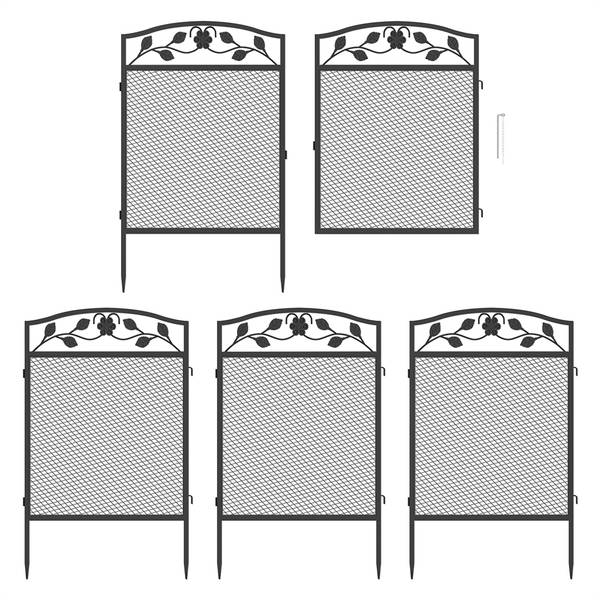 Gartenzaun Beetzaun Hundezaun (5er Set) Schwarz - Eisen - 60 x 110 x 60 cm