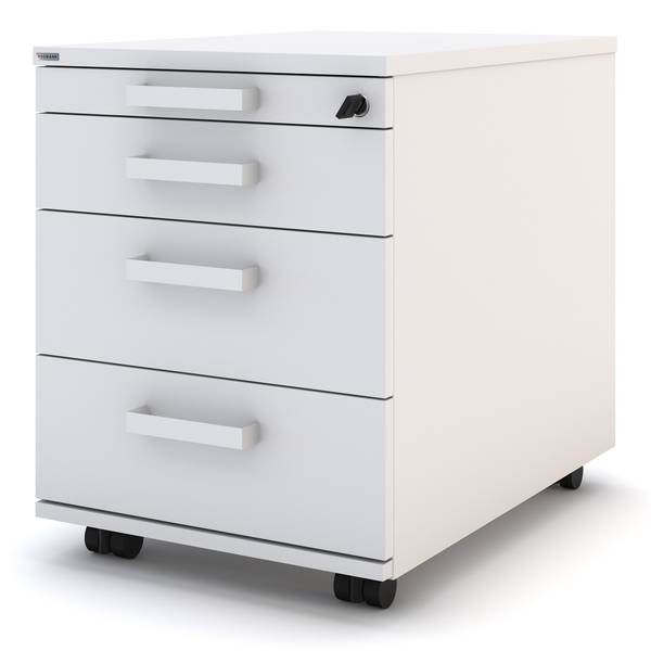 Rollcontainer Pontis mit 4 Schubladen Weiß - Holzwerkstoff - 42 x 54 x 59 cm