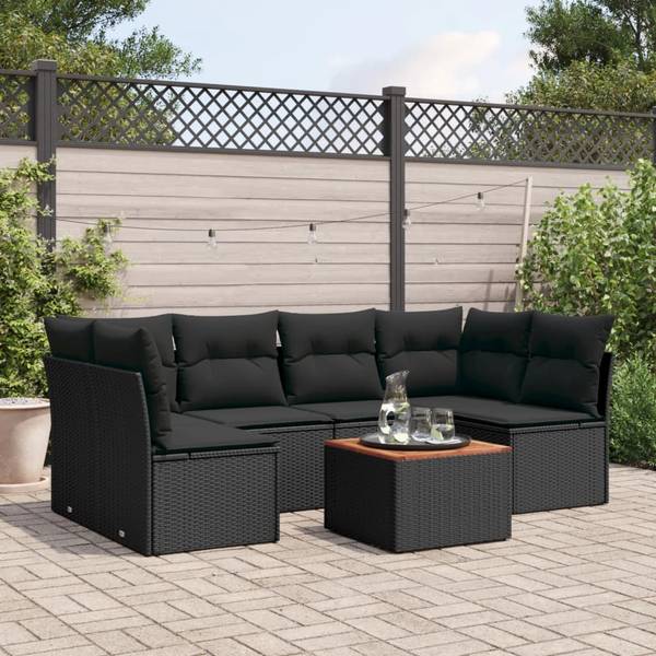 Garten-Lounge-Set 3034589-2 7-teilig Schwarz