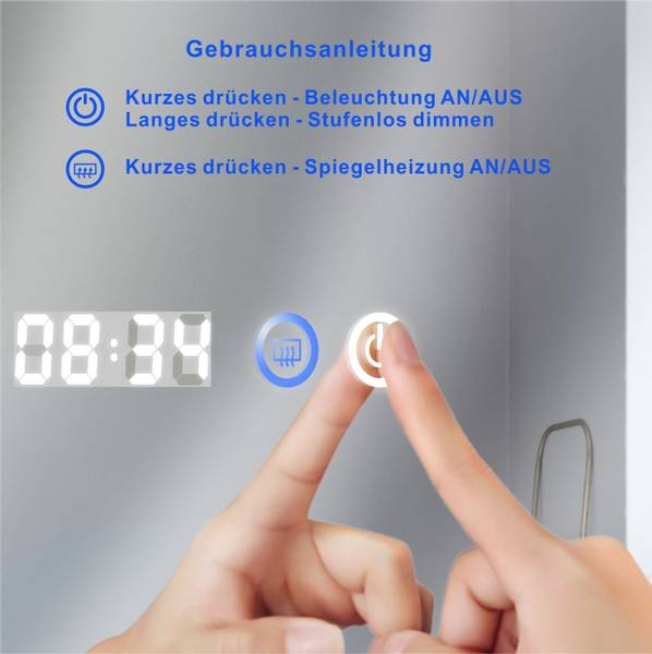 Rund Spiegel Φ 80 cm LED Badspiegel Silber - Glas - 80 x 80 x 3 cm