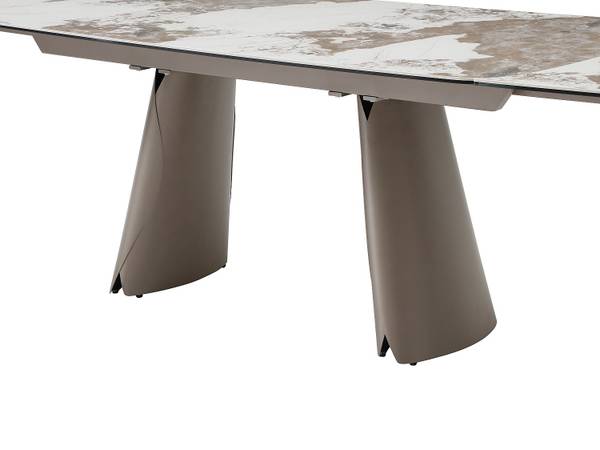 Esstisch FARUDI Grau - Weiß - Keramik - Glas - 90 x 75 x 180 cm