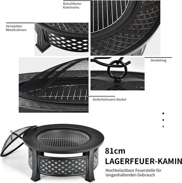 Vuurschaal VH32390NL zwart - metaal - 81 x 50 x 81 cm