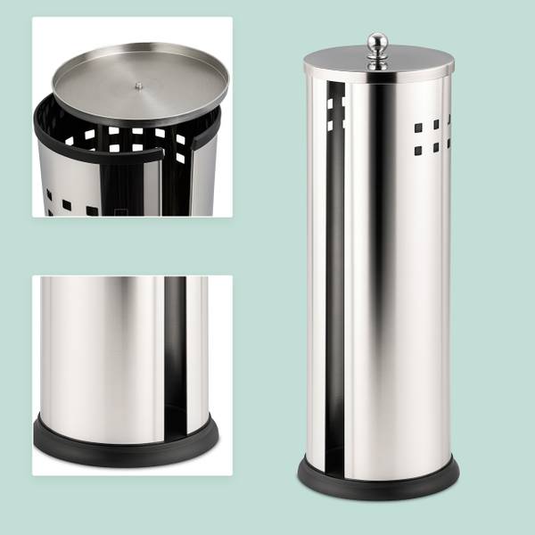 Reserverolhouder rvs 3 rollen zilver - roestvrij staal - 15 x 37 x 15 cm