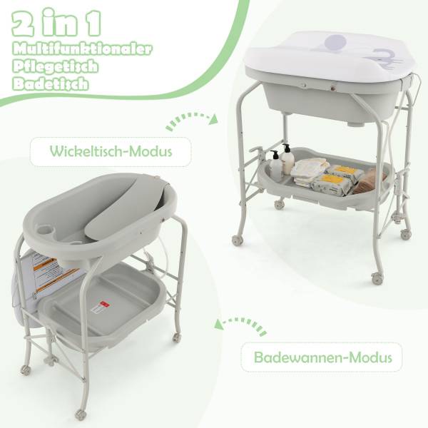 Klappbarer Wickeltisch AC10011EU-HS Hellgrau