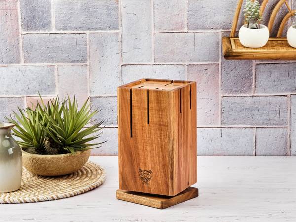 Messenblok en messen JENSEN 7-delig zwart - metaal - 14 x 1 x 17 cm