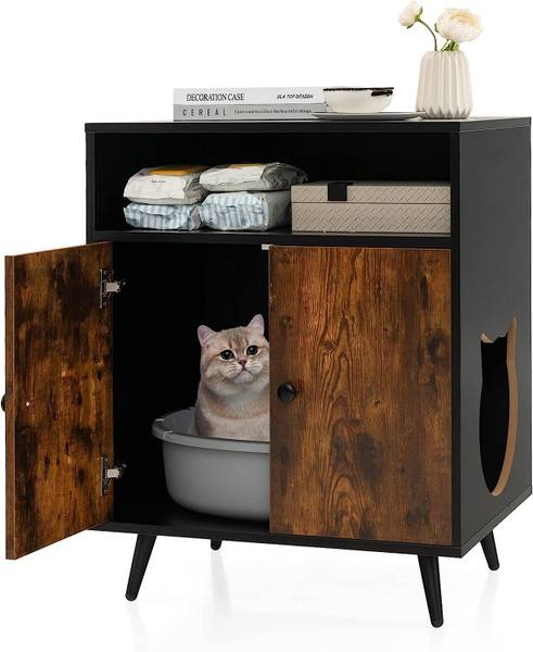 Beistelltisch mit Doppeltüren Braun - Holzwerkstoff - 45 x 75 x 60 cm