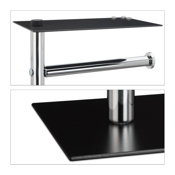 WC Garnitur mit Ablage Schwarz - Silber - Stahl - 20 x 67 x 14 cm