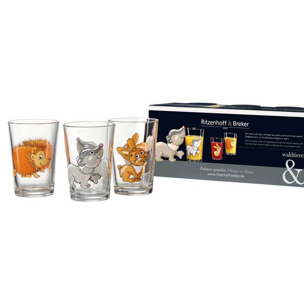 Kindergläser Waldtiere 8er Set Glas - 7 x 10 x 7 cm