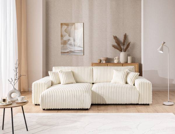 Ecksofa Mollis mit Schlaffunktion Beige - Ecke davorstehend links