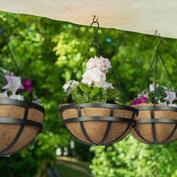 Hangende plantenmand kokos set van 3 zwart - bruin - ijzer - 31 x 50 x 31 cm