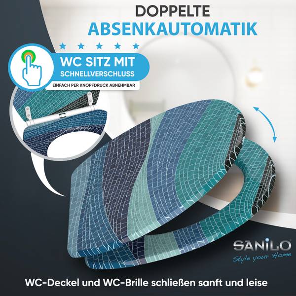 WC-Sitz Marin Blau - Holzwerkstoff - 38 x 6 x 48 cm
