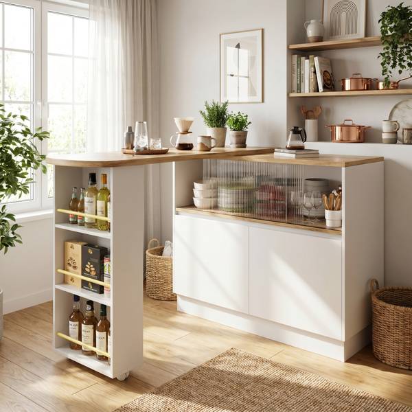 Barschrank VERTEXVEXX Weiß - Holzwerkstoff - 100 x 45 x 90 cm