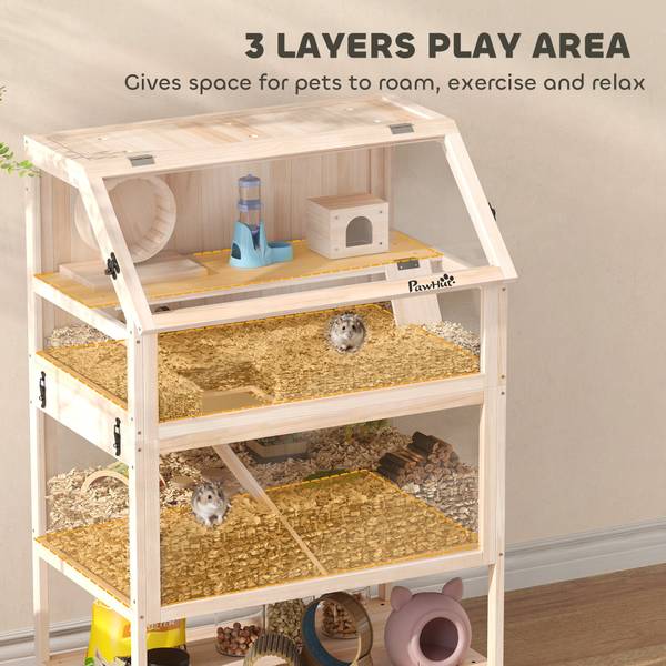 Hamsterkäfig D51-511V90ND Braun - Massivholz - 53 x 117 x 80 cm