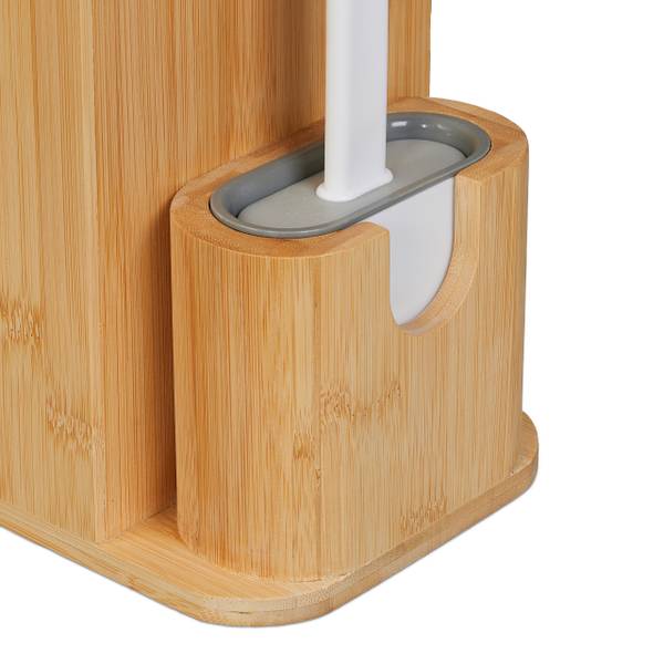 Serviteur WC charmant Marron - Gris - Blanc - Bambou - Matière plastique - 26 x 73 x 15 cm