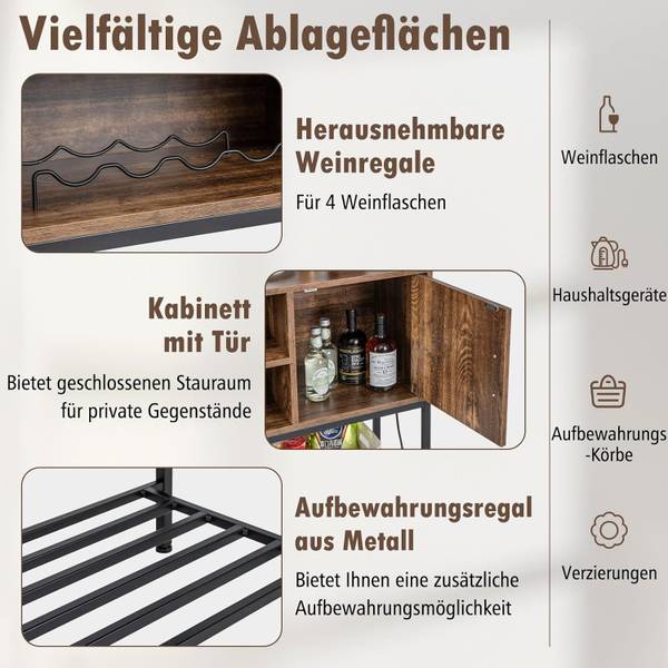 Sideboard VH33437 Braun - Holzwerkstoff - 35 x 83 x 100 cm